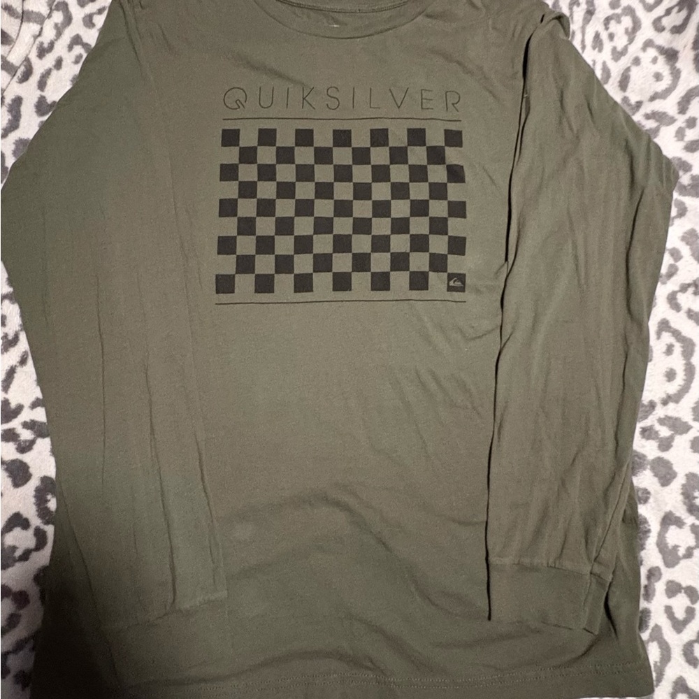 Quiksilver Olive Checkered Long Sleeve Tee